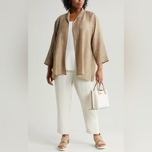 NWT Eileen Fisher Textured High Collar Open Jacket Sz XL